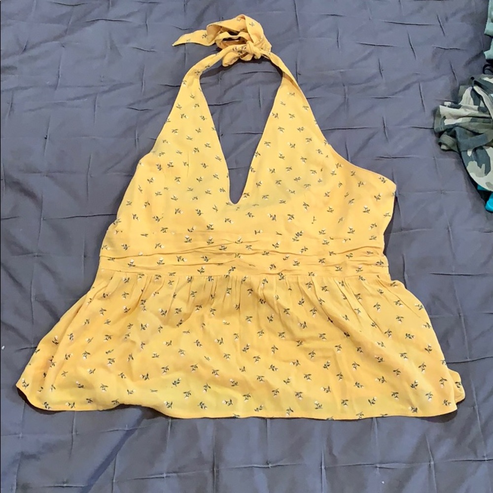 American Eagle Yellow Neck Tie Tank Top